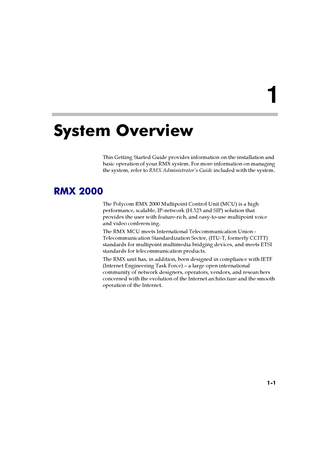 Polycom RMX 2000 manual System Overview, Rmx 