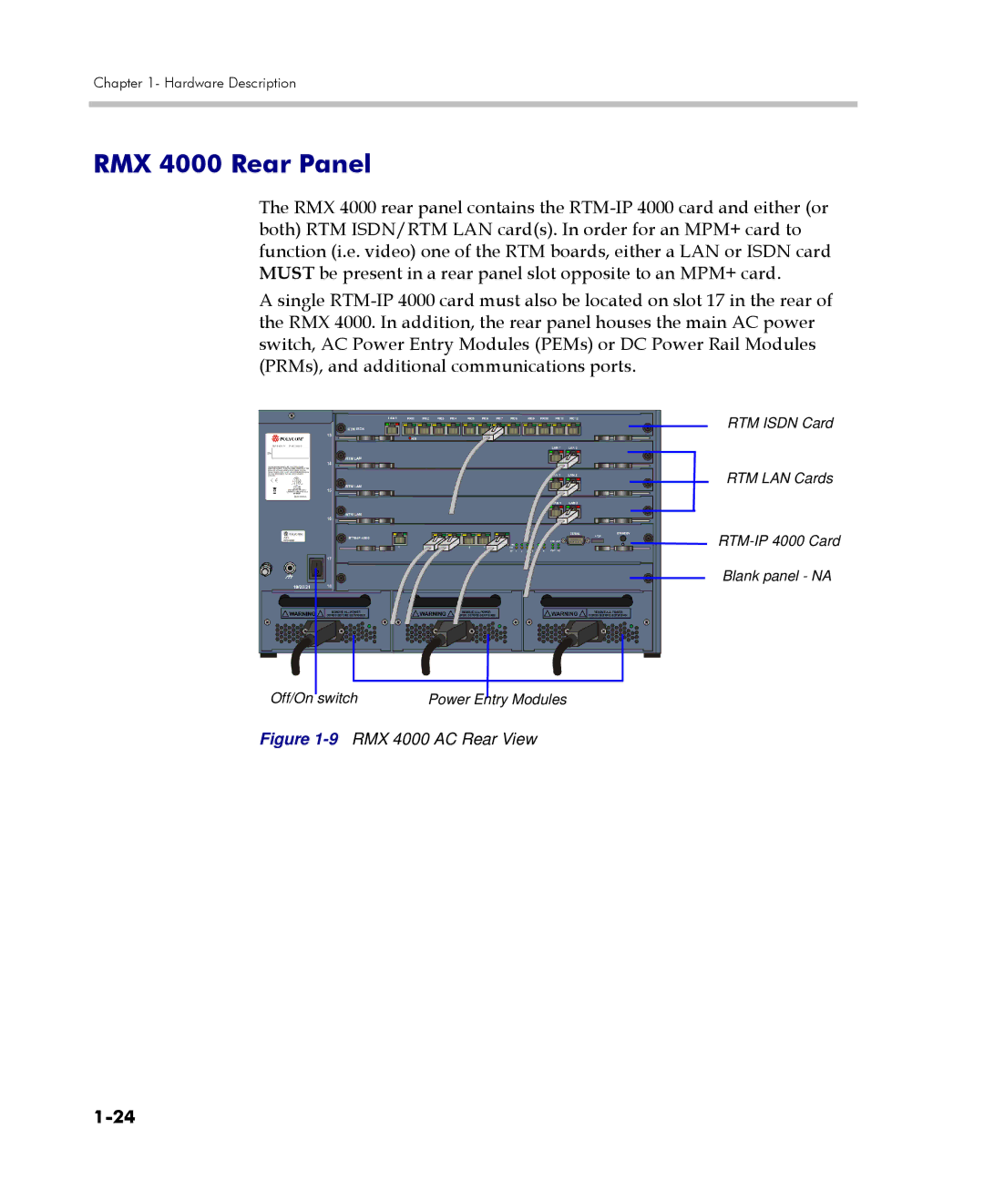 Polycom manual RMX 4000 Rear Panel, 9RMX 4000 AC Rear View 