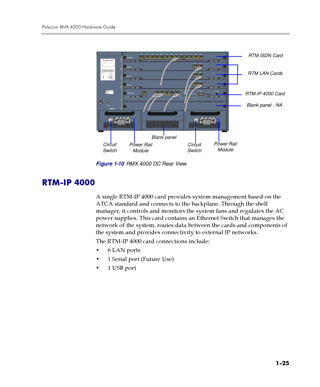 Polycom manual Rtm-Ip, 10RMX 4000 DC Rear View 