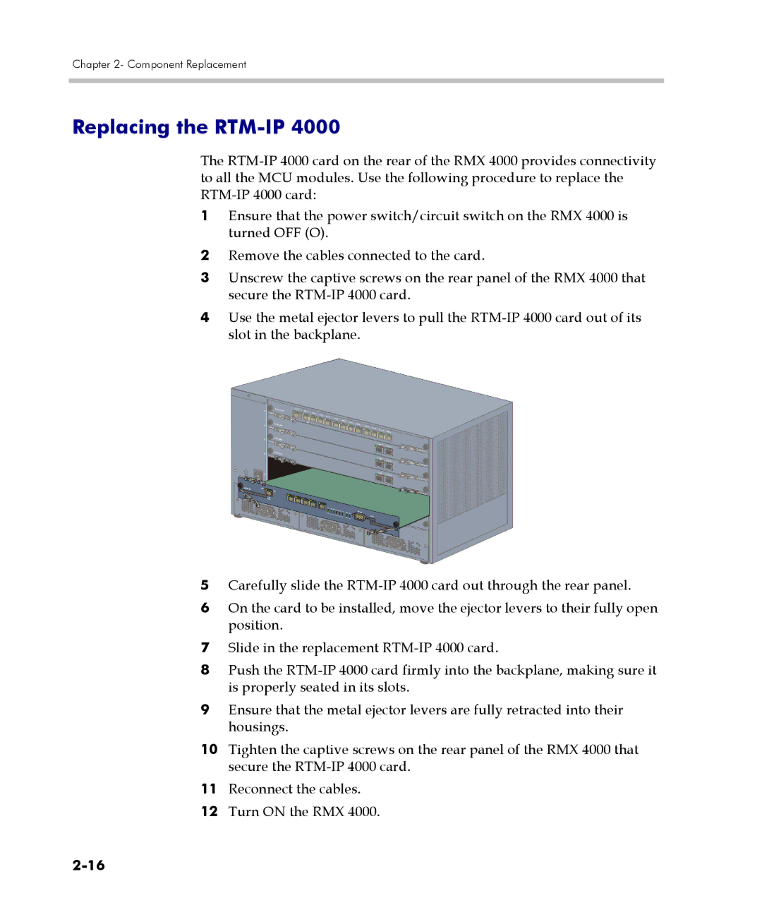 Polycom RMX 4000 manual Replacing the RTM-IP 