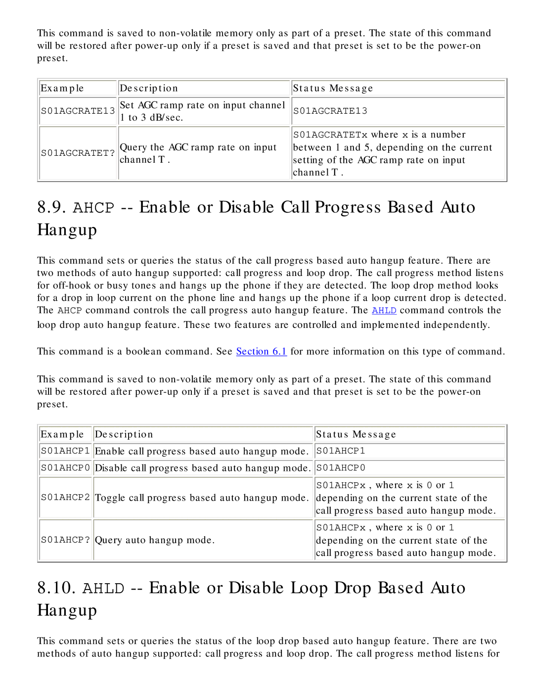 Polycom RS-232 Ahcp -- Enable or Disable Call Progress Based Auto Hangup, Enable call progress based auto hangup mode 