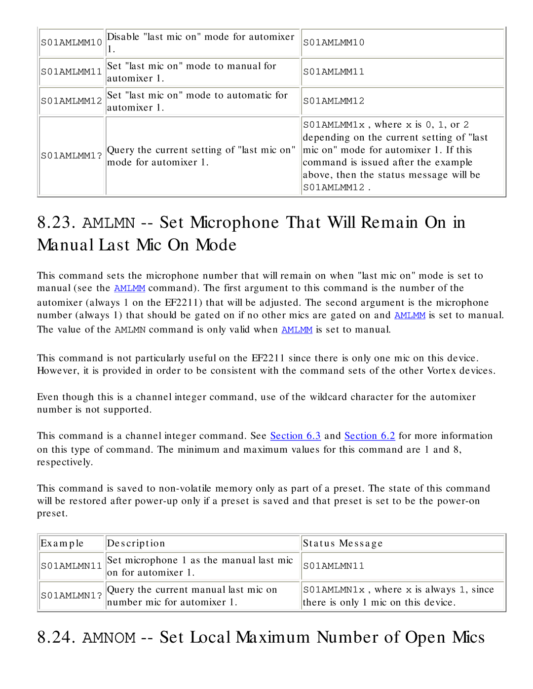 Polycom RS-232 Amnom -- Set Local Maximum Number of Open Mics, Query the current manual last mic on 