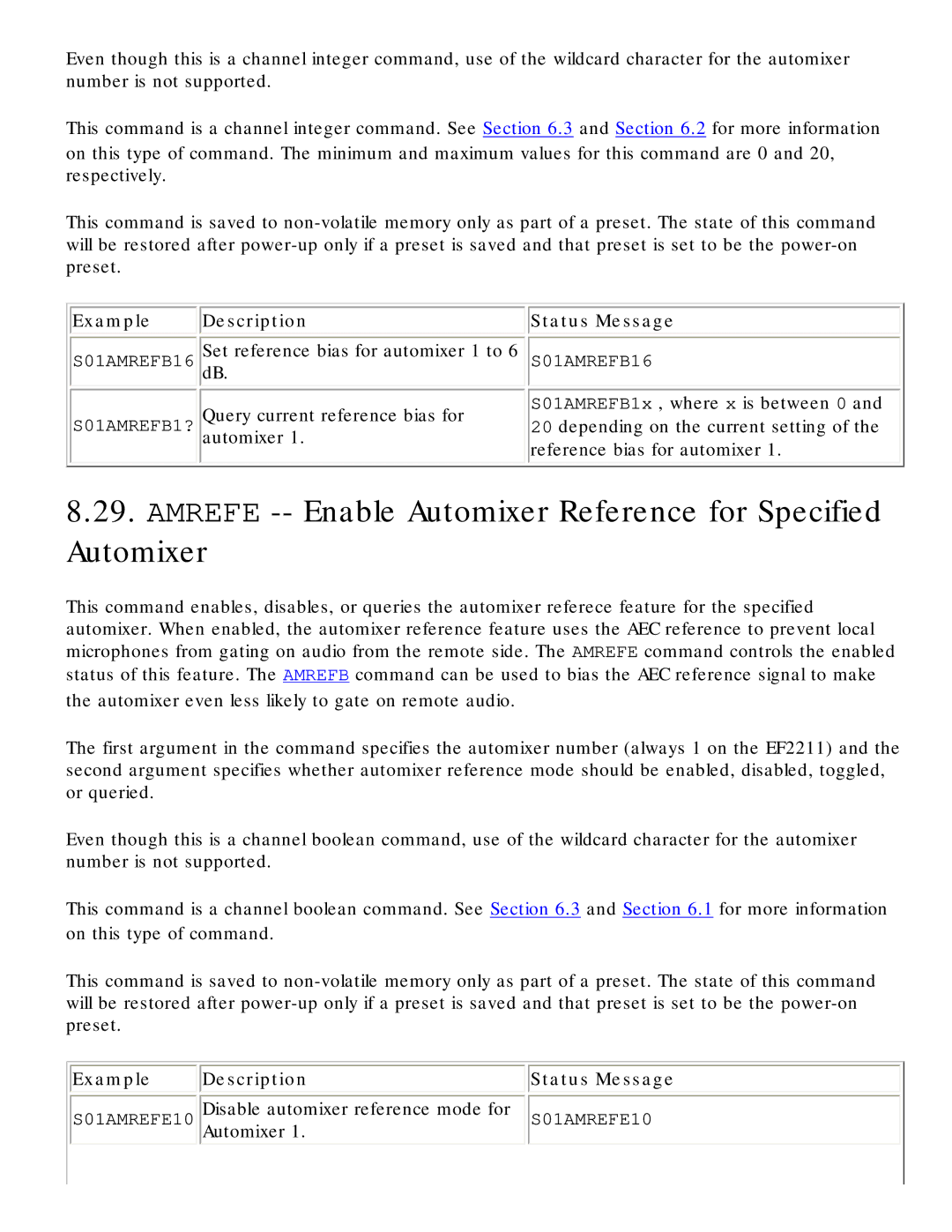 Polycom RS-232 manual Disable automixer reference mode for, Automixer 