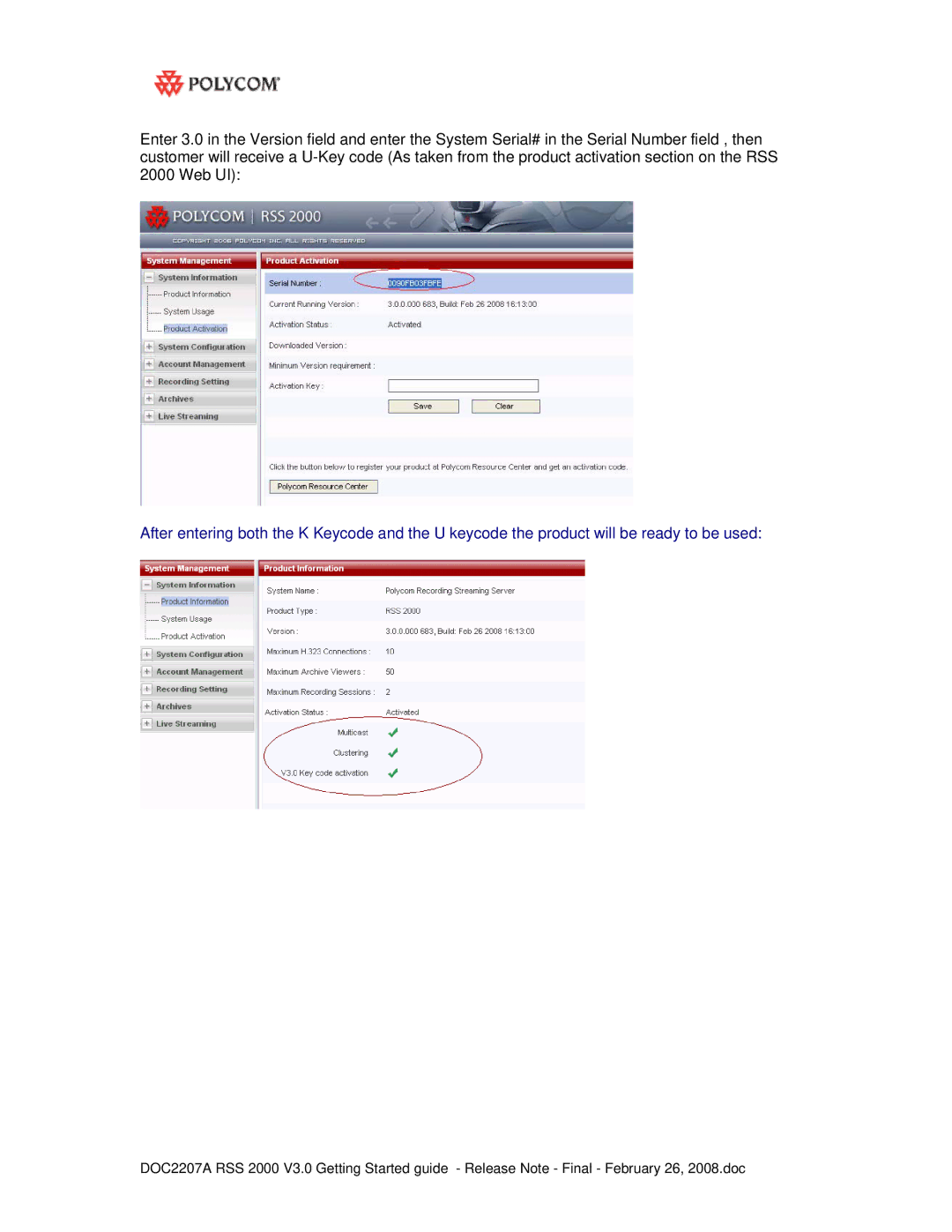 Polycom RSS 2000 manual 