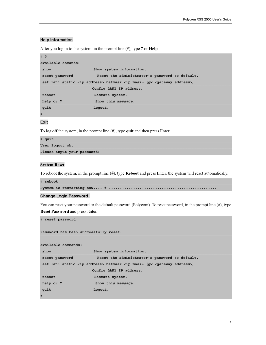 Polycom RSS 2000 manual 