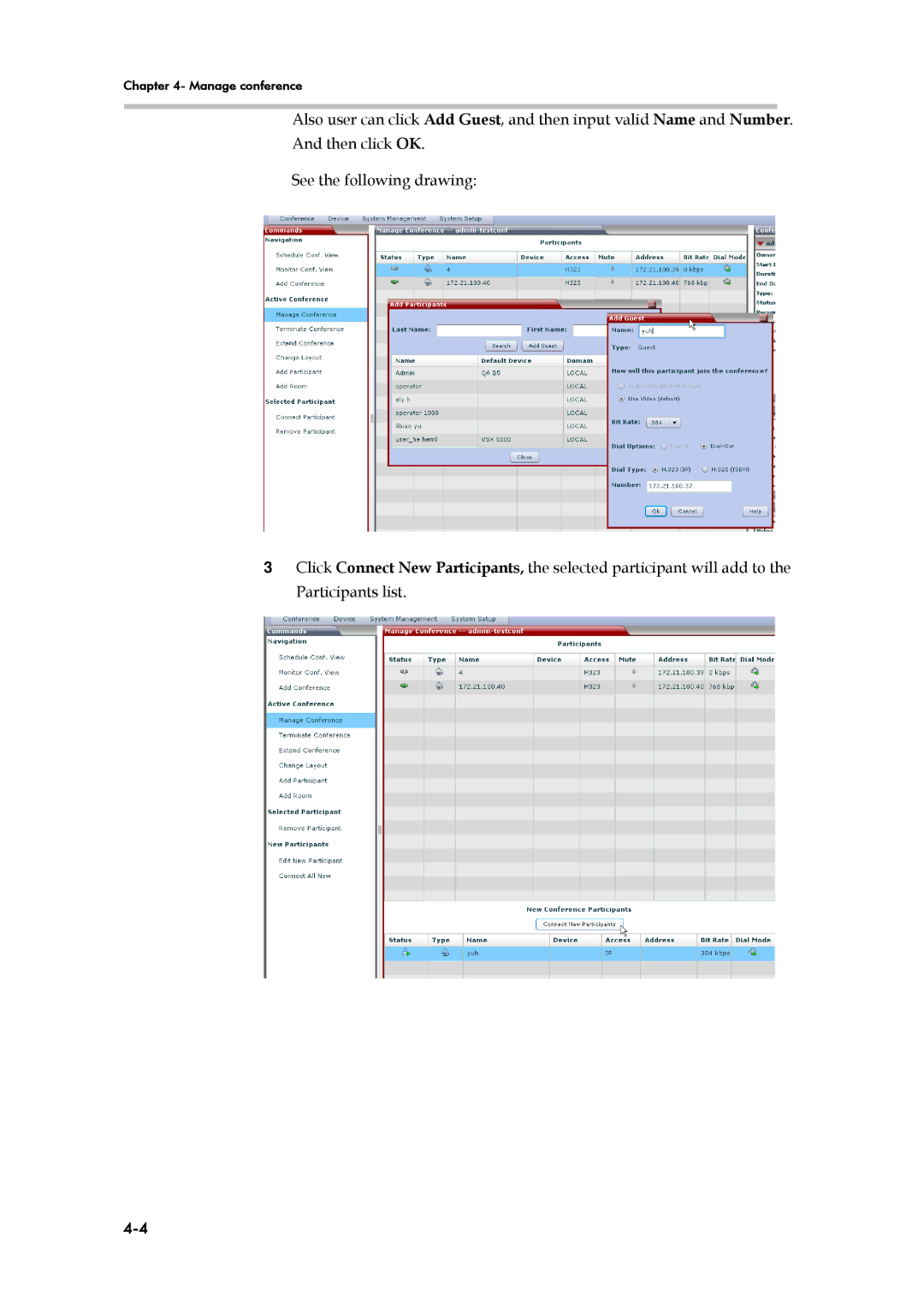 Polycom SE 200 V3.0.2/CMA, RMX 1000 V1.1.1 manual Manage conference 