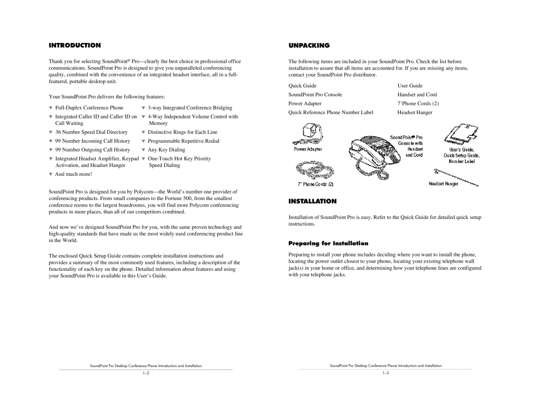 Polycom SE-220 installation instructions Introduction, Unpacking, Preparing for Installation 