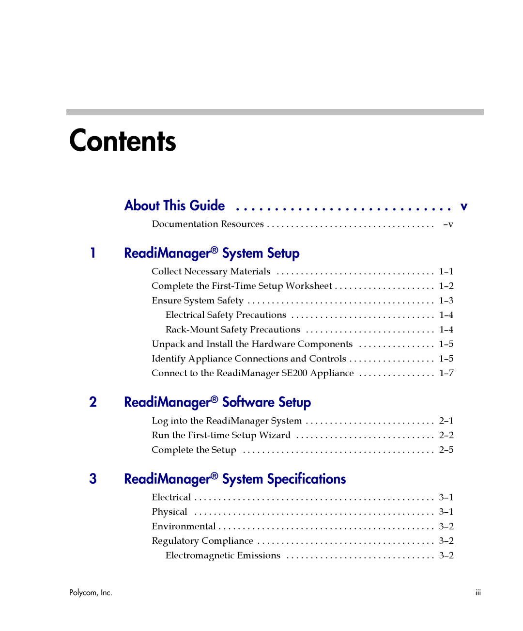 Polycom se200 manual Contents 