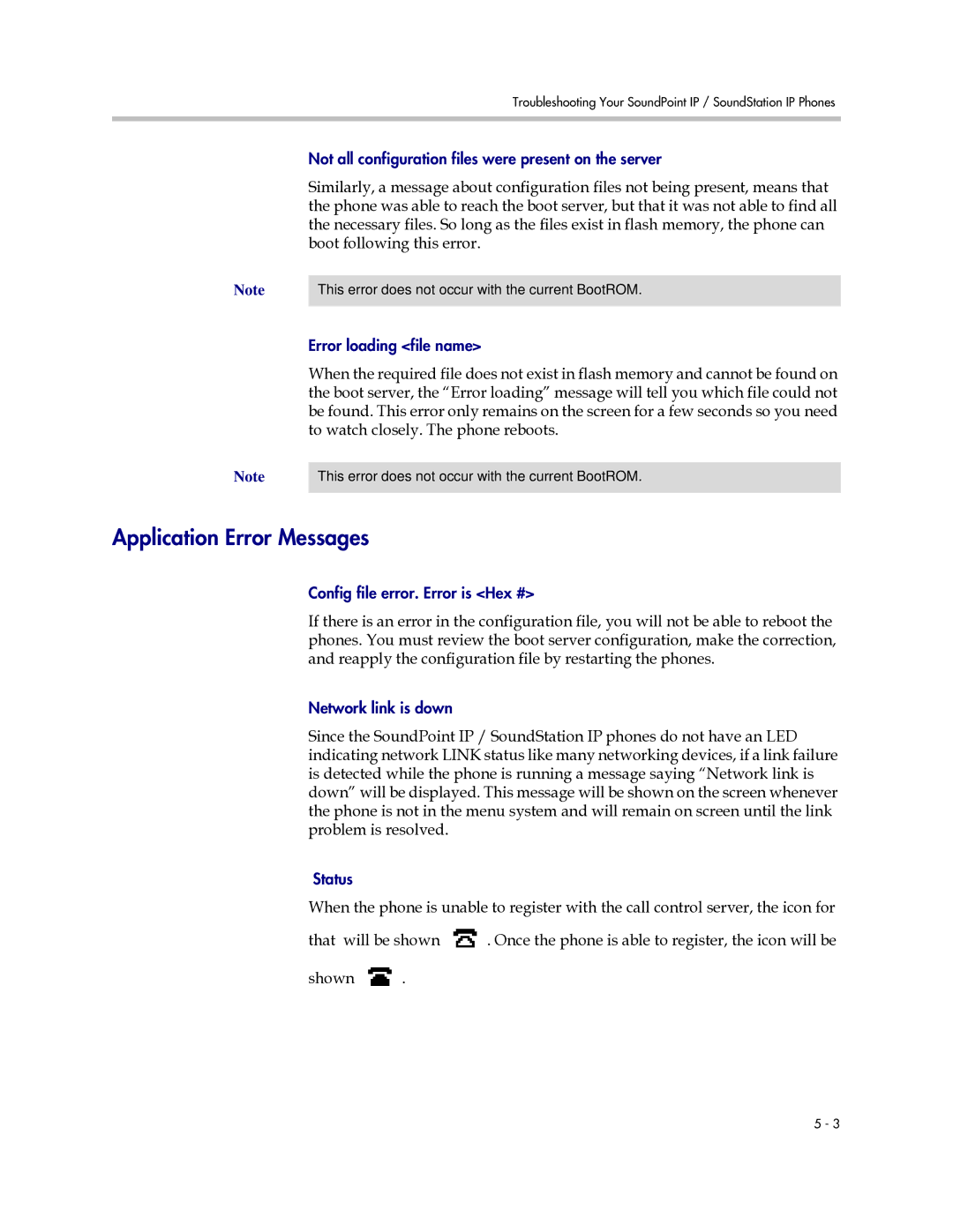 Polycom SIP 2.2.0 manual Application Error Messages 