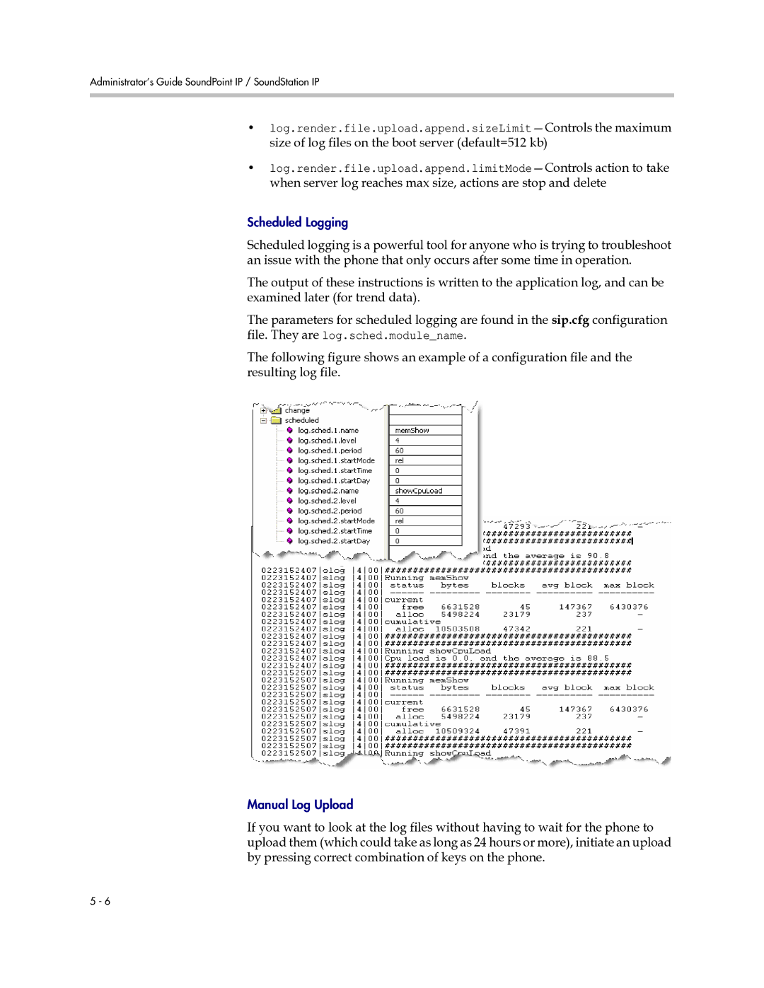 Polycom SIP 2.2.0 manual Scheduled Logging 