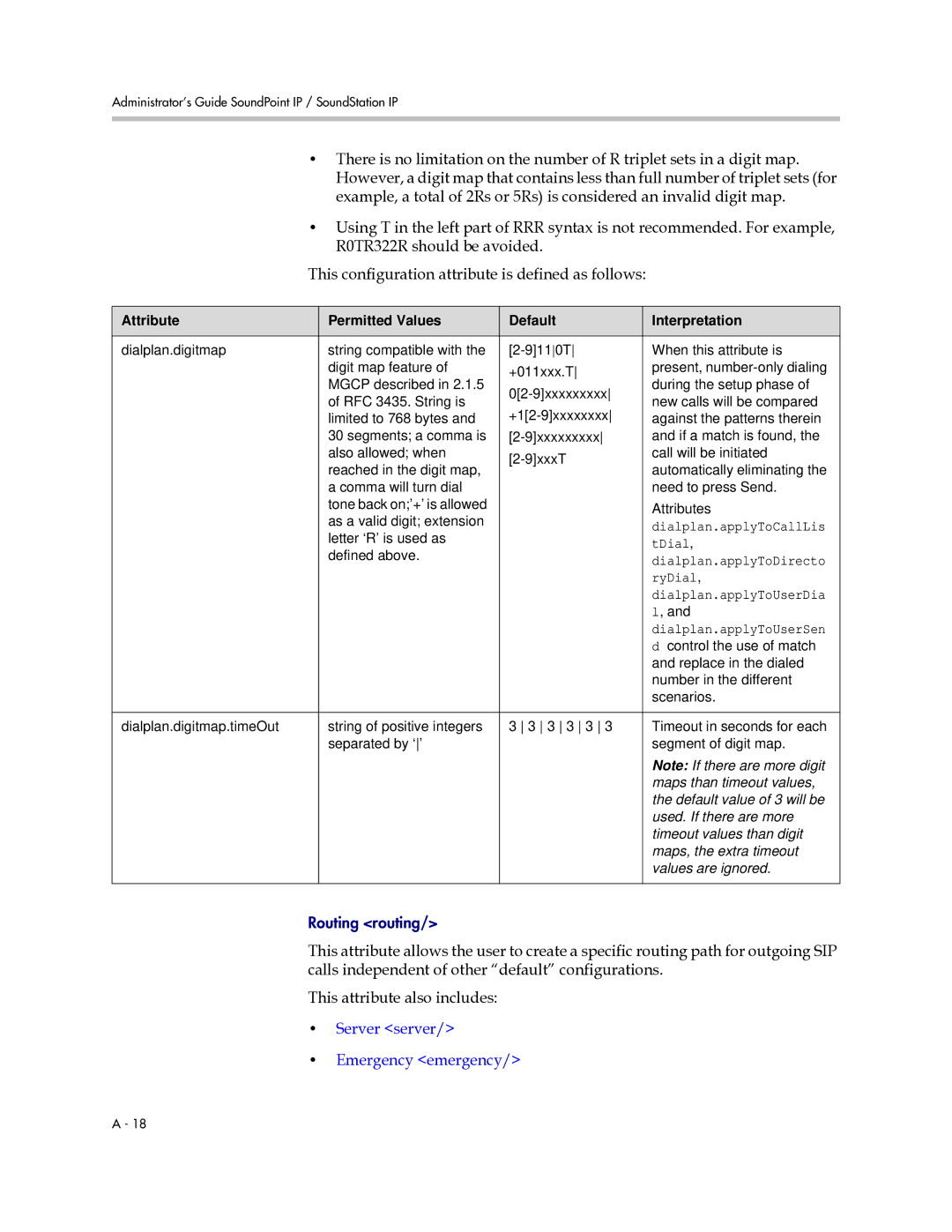 Polycom SIP 2.2.0 manual Server server Emergency emergency, Attribute Permitted Values Default Interpretation 