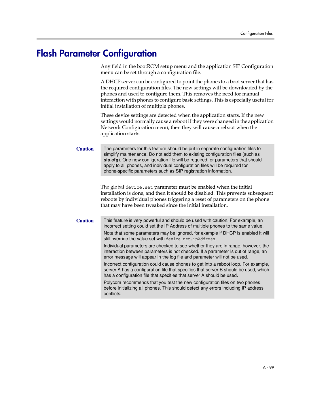 Polycom SIP 2.2.0 manual Flash Parameter Configuration 