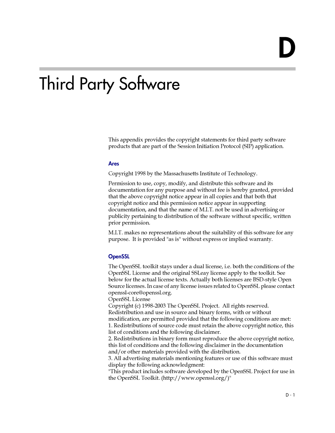 Polycom SIP 2.2.0 manual Third Party Software 