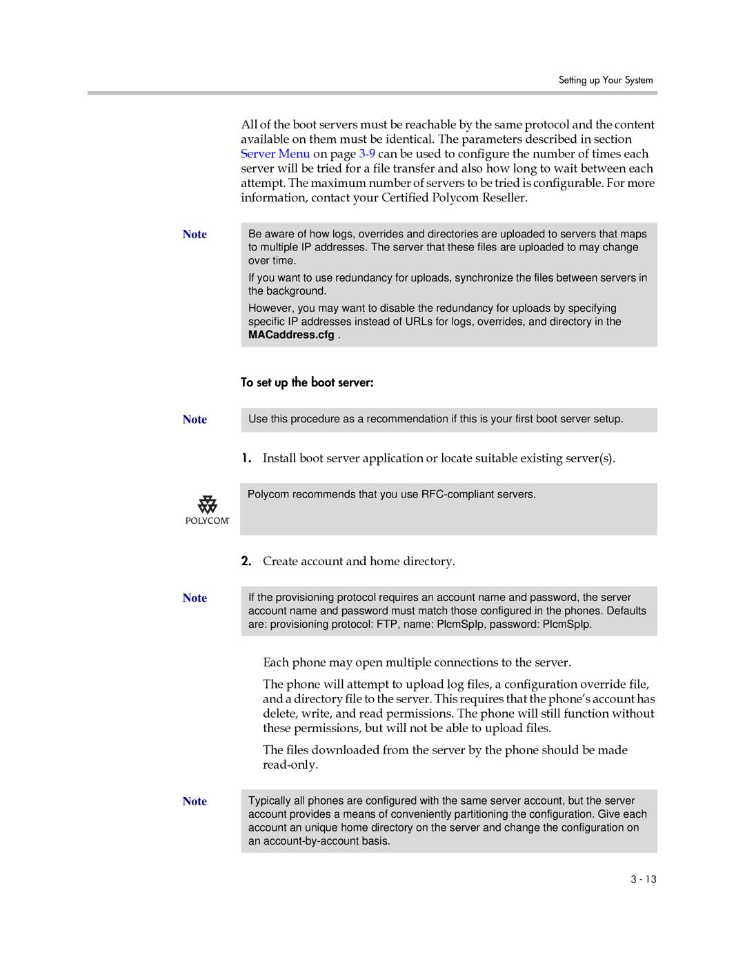 Polycom SIP 2.2.0 manual Information, contact your Certified Polycom Reseller, Create account and home directory, Read-only 