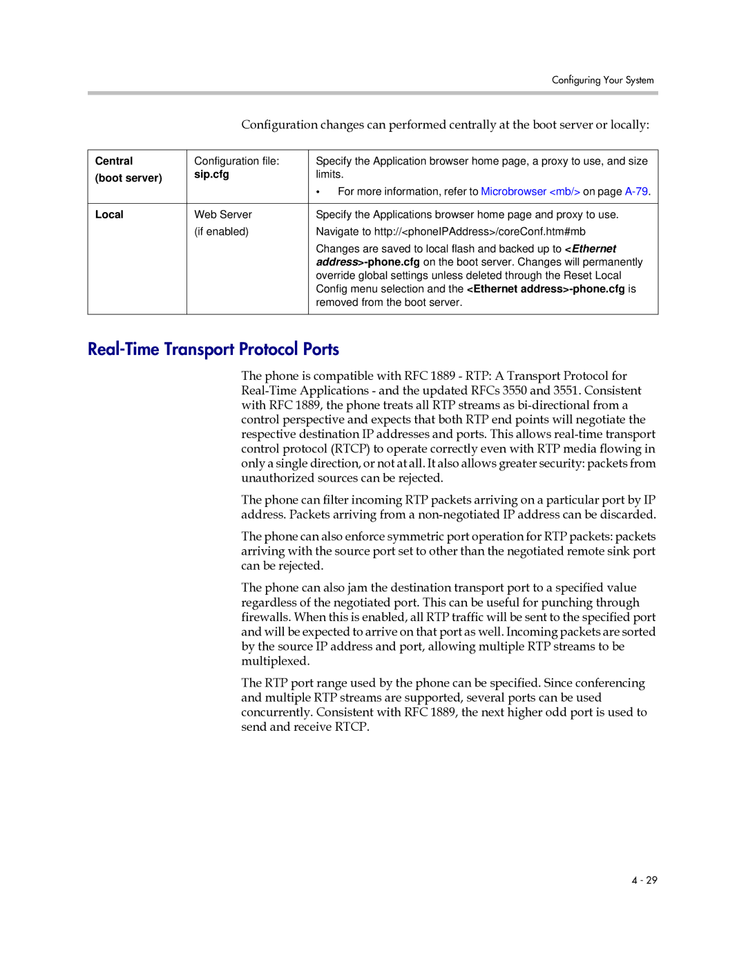 Polycom SIP 2.2.0 manual Real-Time Transport Protocol Ports 