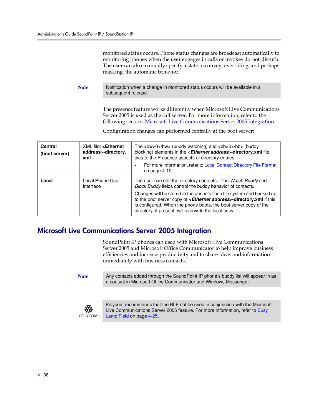 Polycom SIP 2.2.0 manual Microsoft Live Communications Server 2005 Integration, Masking, the automatic behavior 