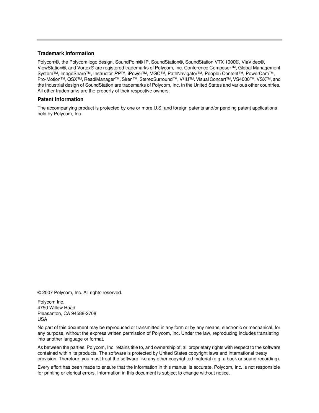 Polycom SIP 2.2.0 manual Trademark Information 