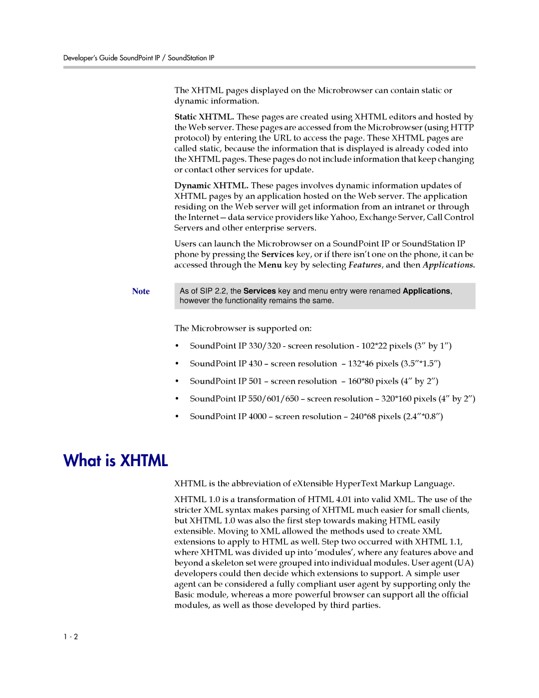 Polycom SIP 2.2.0 manual What is Xhtml 