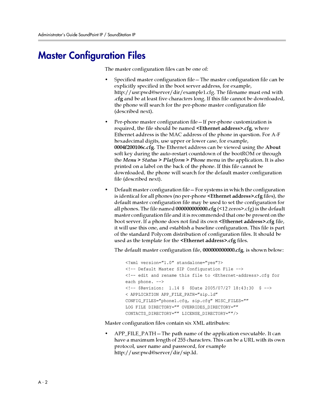 Polycom SIP 2.2.2 manual Master Configuration Files 