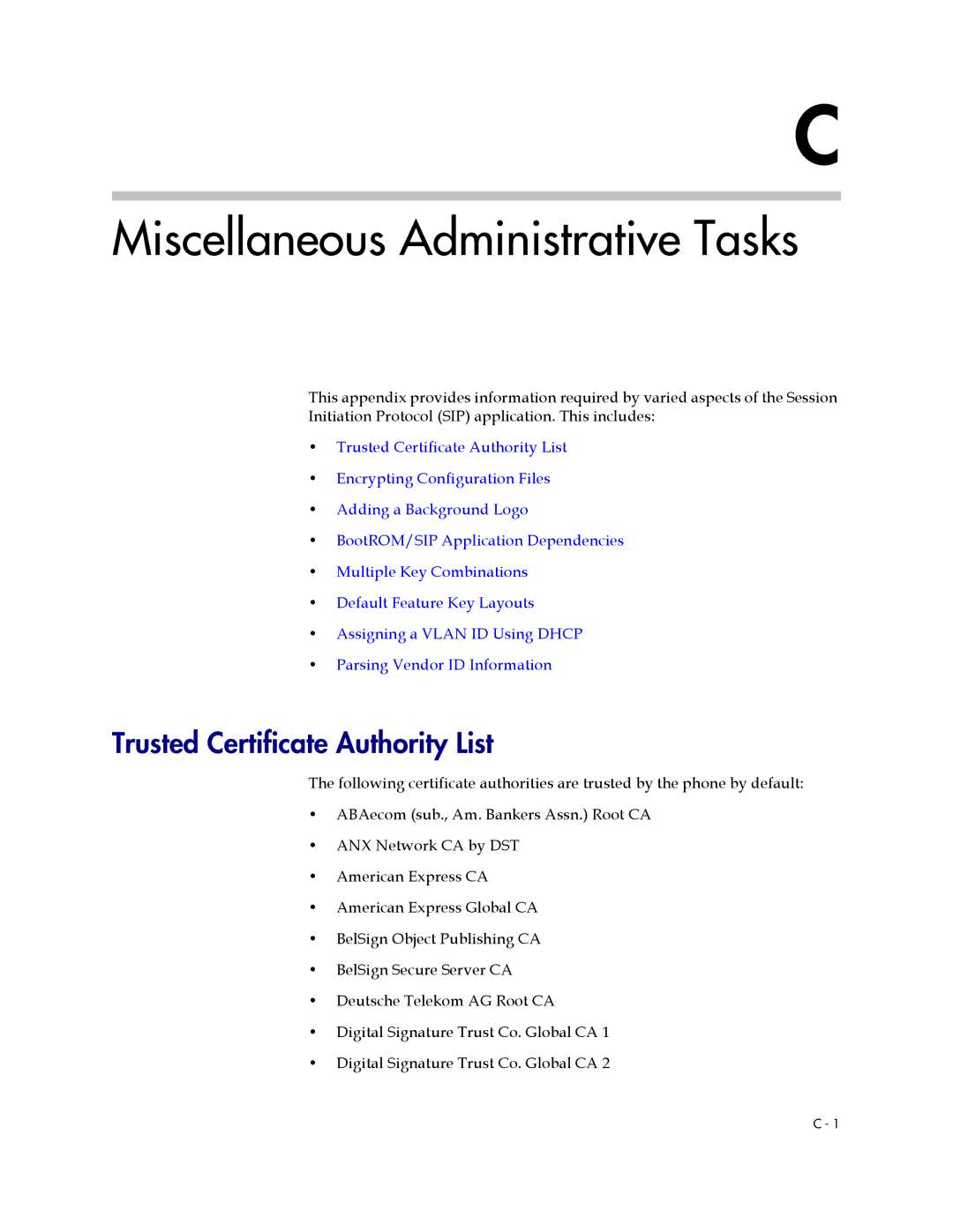 Polycom SIP 2.2.2 manual Miscellaneous Administrative Tasks, Trusted Certificate Authority List 