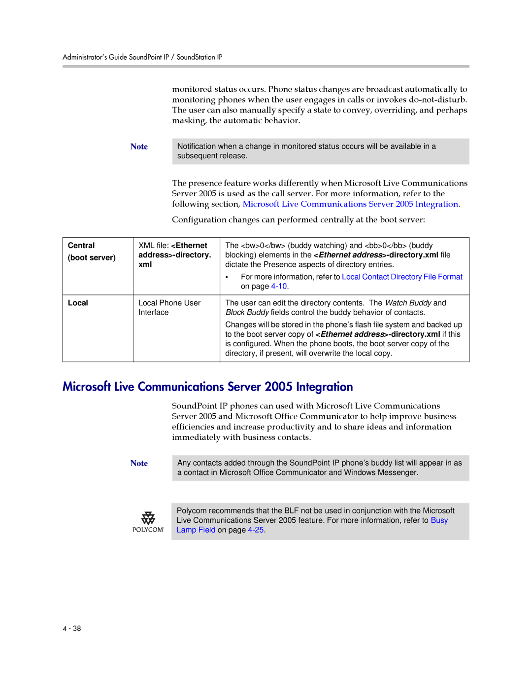 Polycom SIP 2.2.2 manual Microsoft Live Communications Server 2005 Integration, Masking, the automatic behavior 