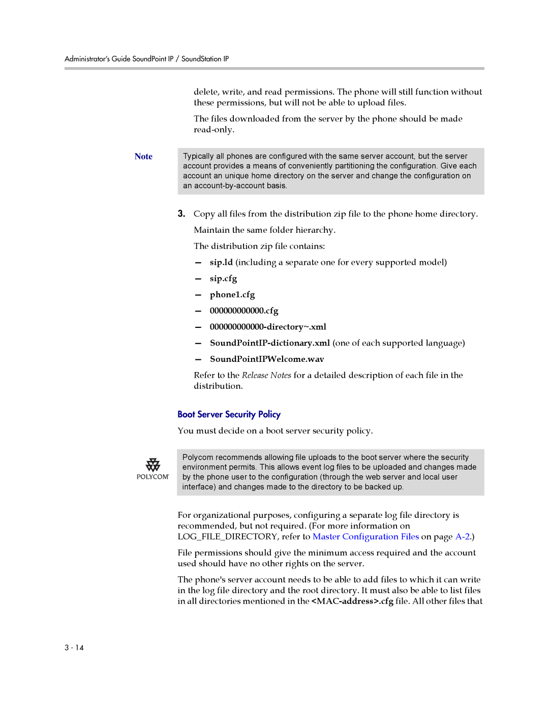 Polycom SIP 3.0.2 These permissions, but will not be able to upload files, Read-only, Maintain the same folder hierarchy 