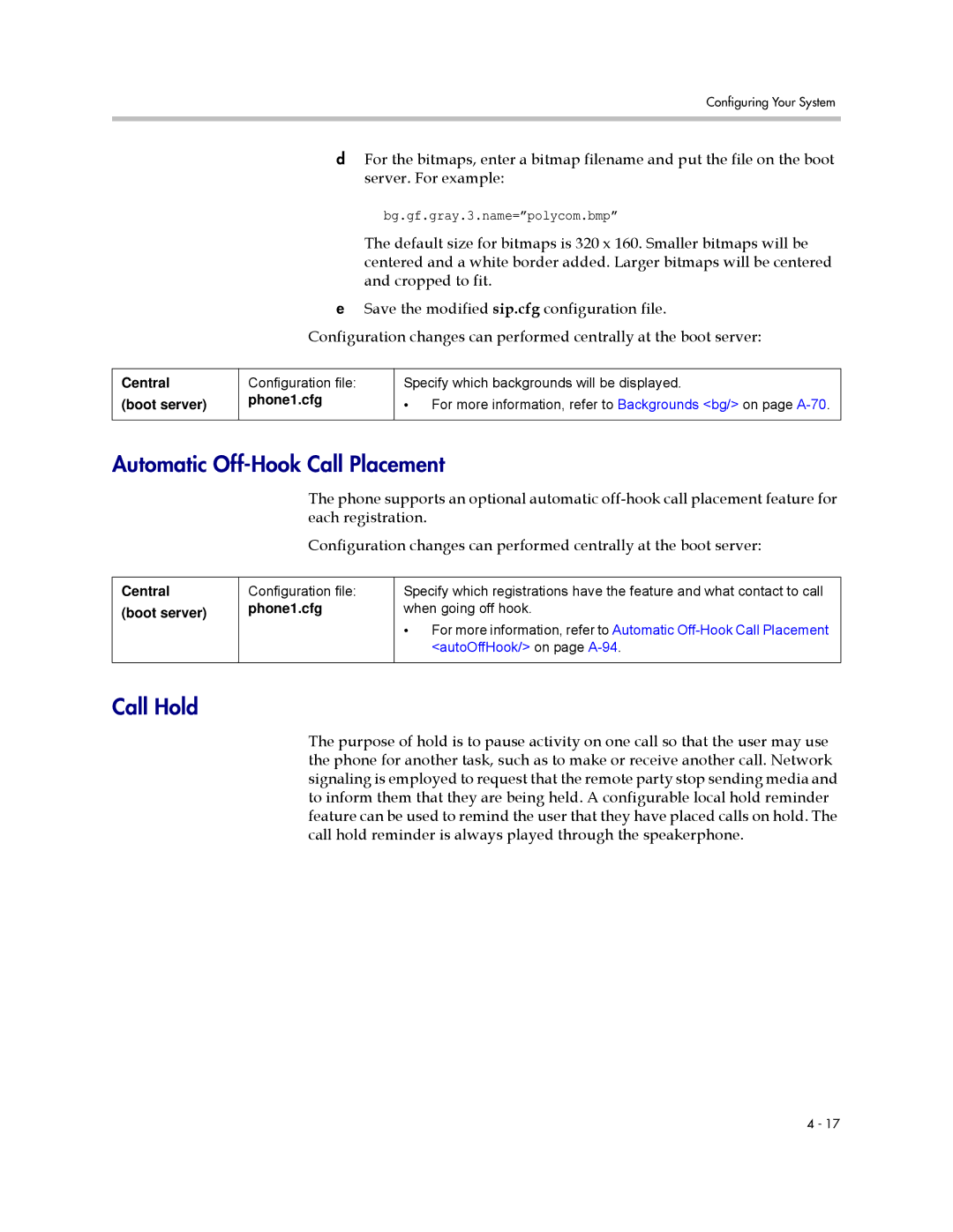 Polycom SIP 3.0.2 manual Automatic Off-Hook Call Placement, Call Hold, Bg.gf.gray.3.name=polycom.bmp 