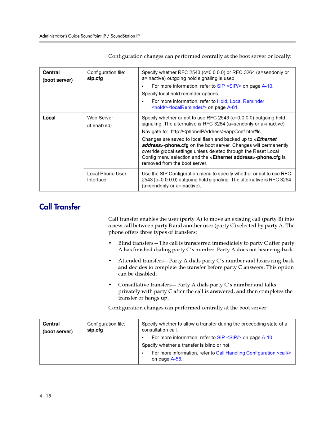 Polycom SIP 3.0.2 manual Call Transfer, Boot server Sip.cfg 