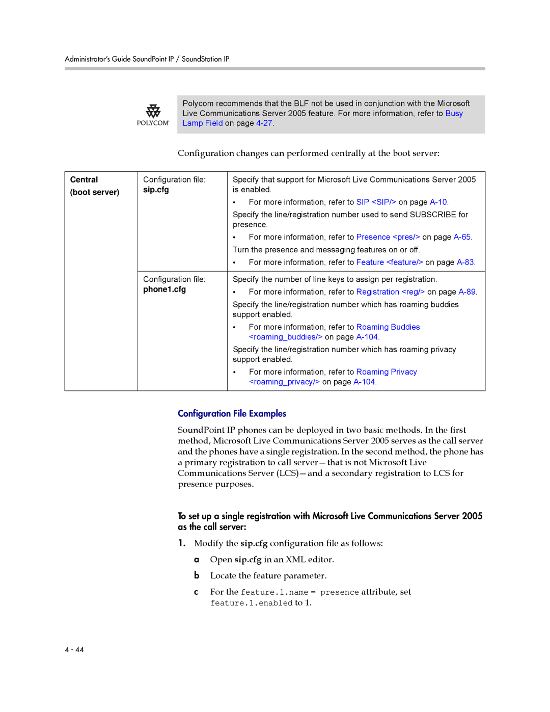 Polycom SIP 3.0.2 manual Configuration File Examples 