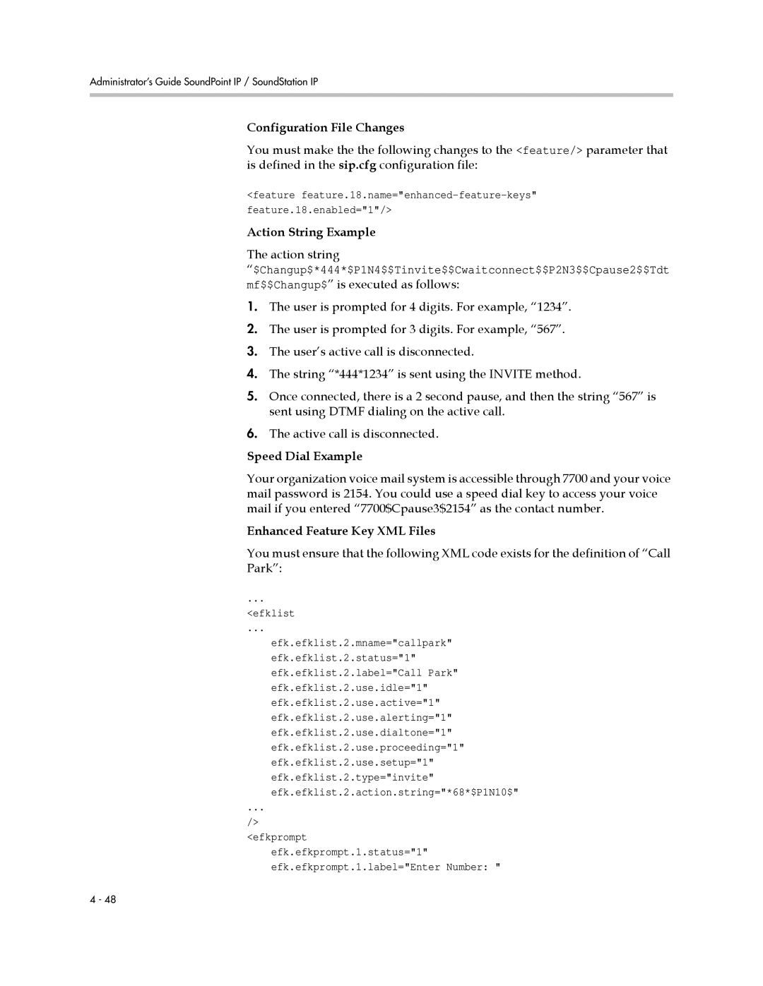 Polycom SIP 3.1 manual Configuration File Changes, Action String Example, Action string, Speed Dial Example 