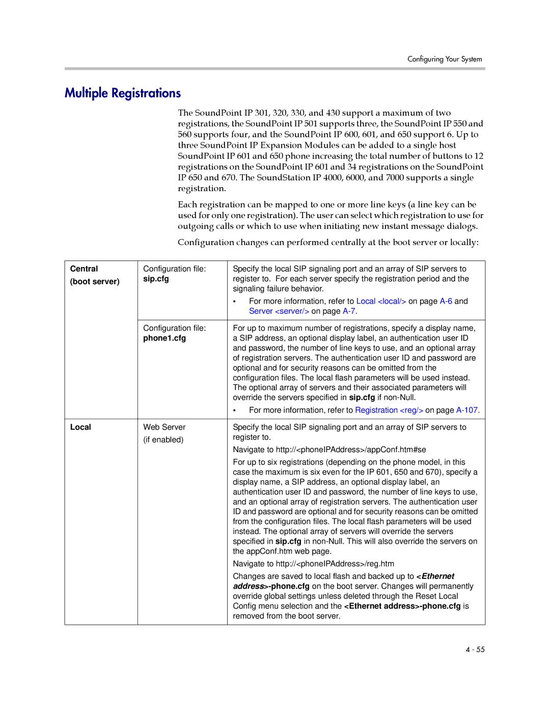 Polycom SIP 3.1 manual Multiple Registrations, Server server/ on page A-7 