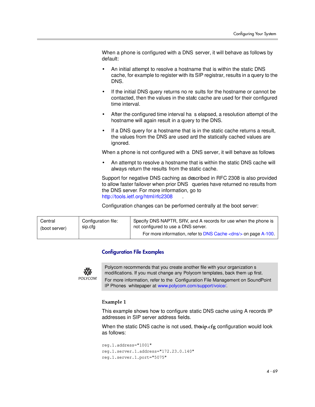 Polycom SIP 3.1 manual Example, Central 