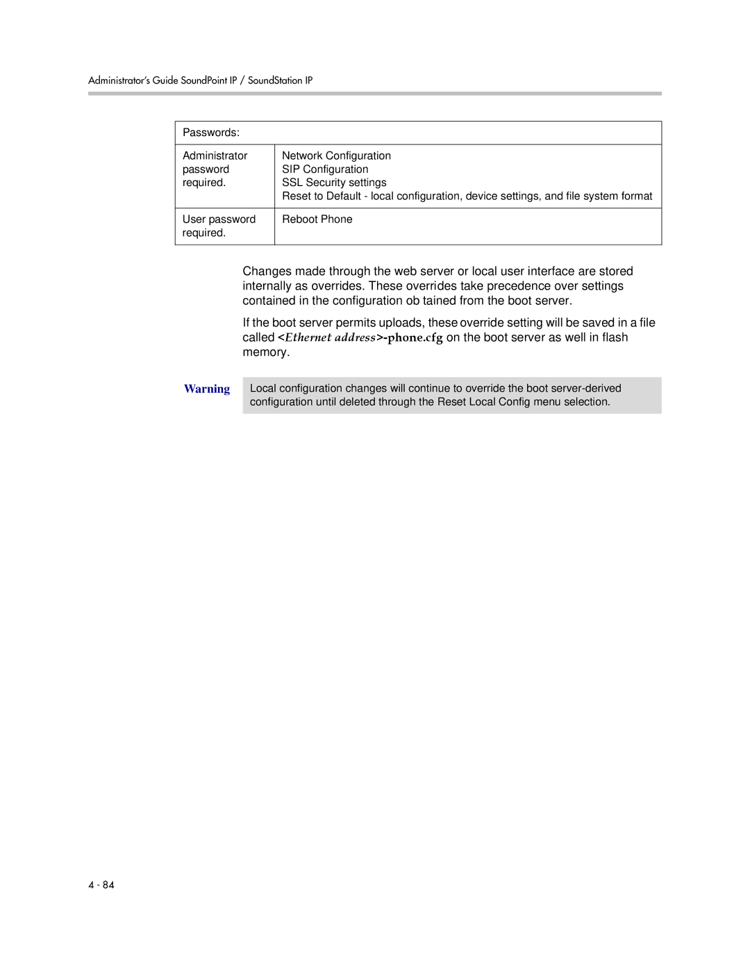 Polycom SIP 3.1 manual Passwords 