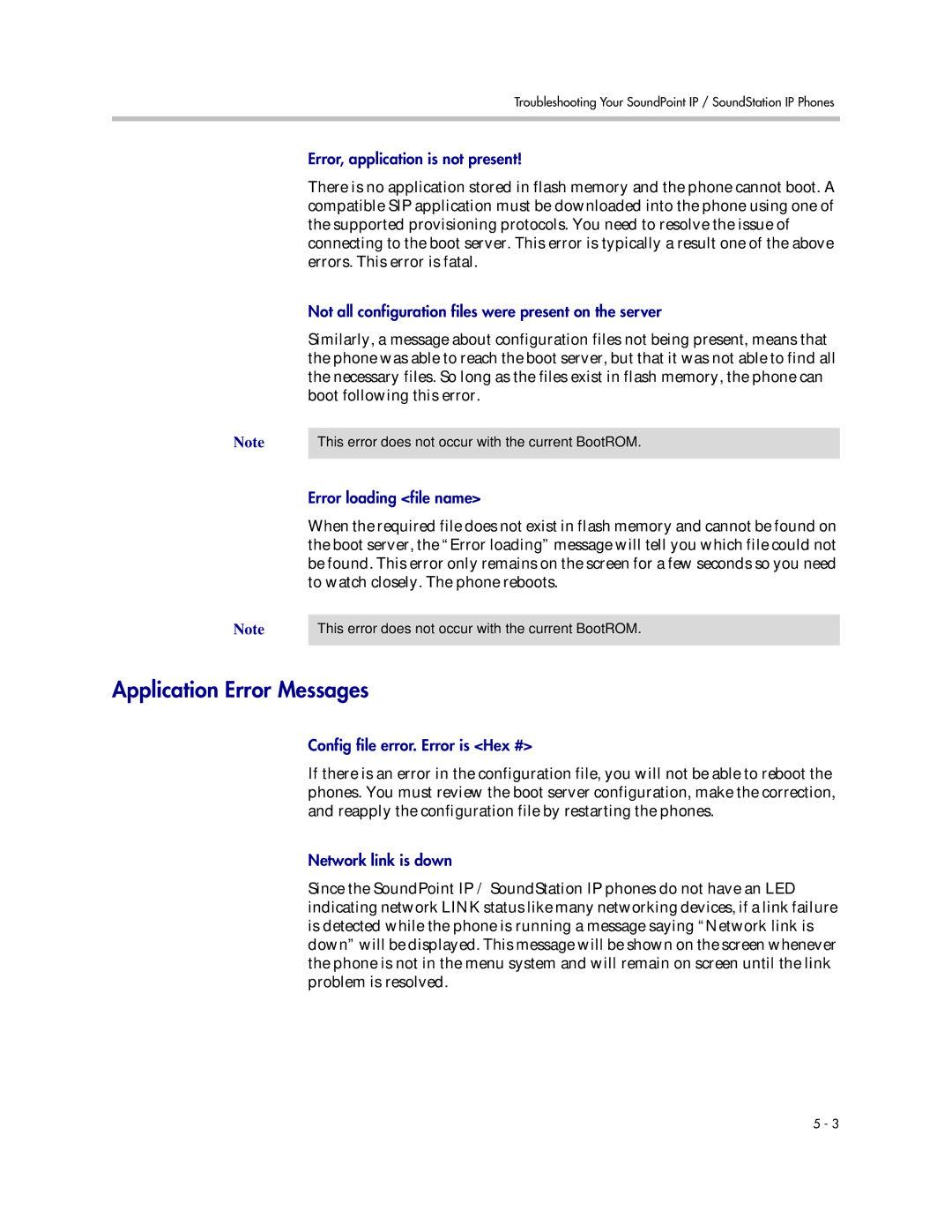 Polycom SIP 3.1 manual Application Error Messages 