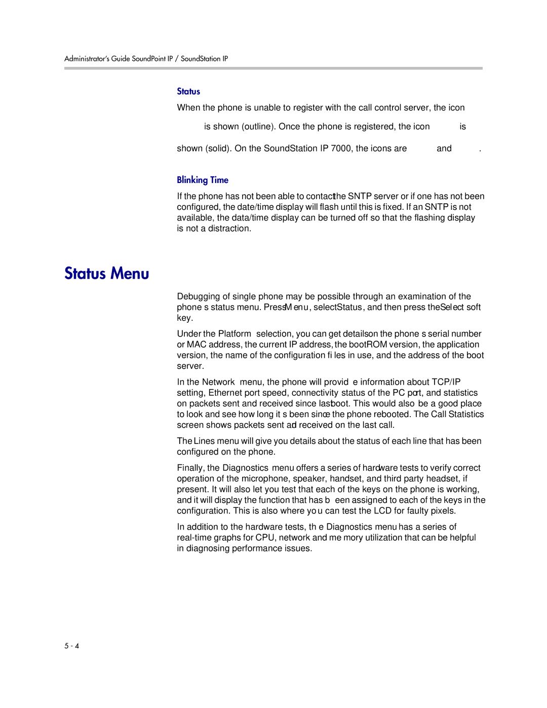 Polycom SIP 3.1 manual Status Menu 