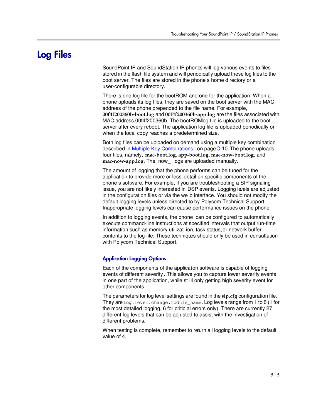 Polycom SIP 3.1 manual Log Files 