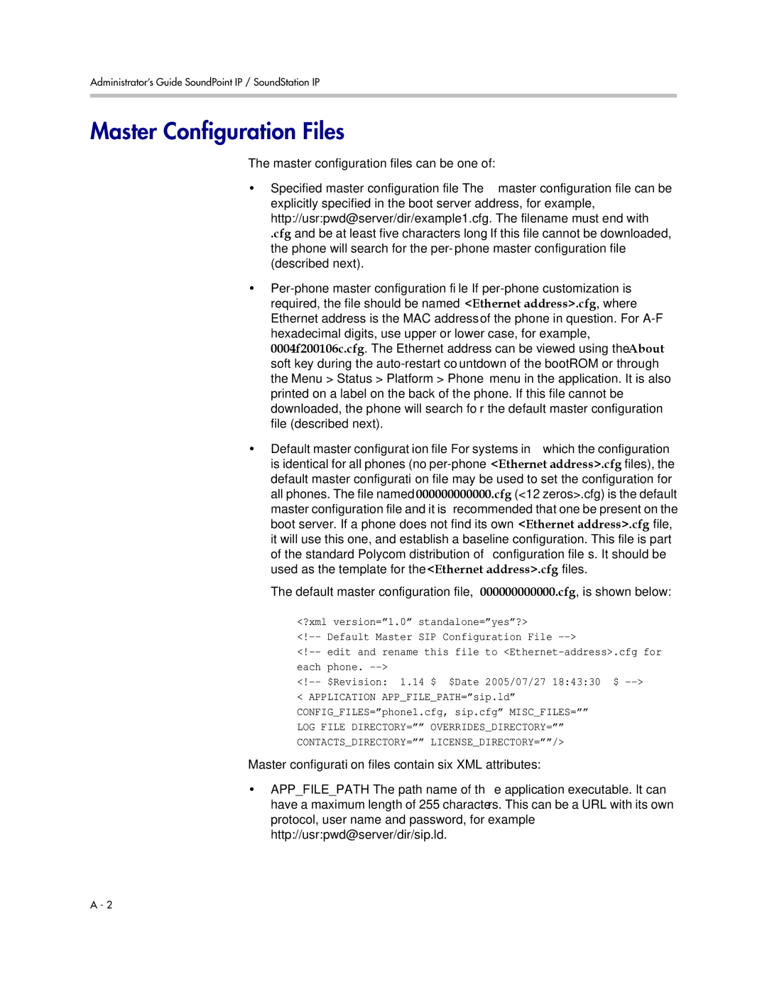 Polycom SIP 3.1 manual Master Configuration Files 