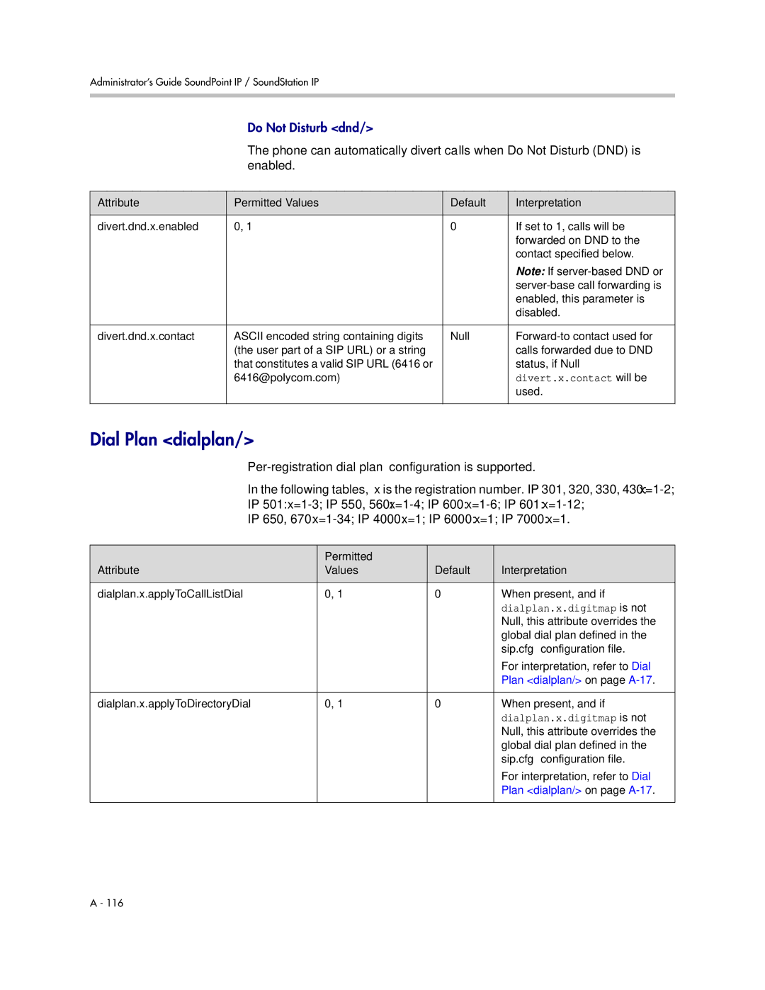 Polycom SIP 3.1 manual Server-base call forwarding is, Enabled, this parameter is, Dialplan.x.digitmap is not 