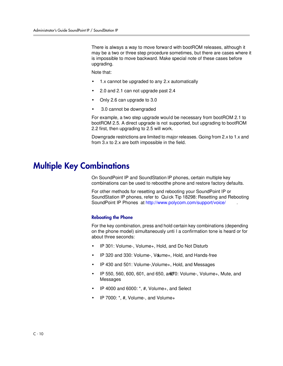 Polycom SIP 3.1 manual Multiple Key Combinations 