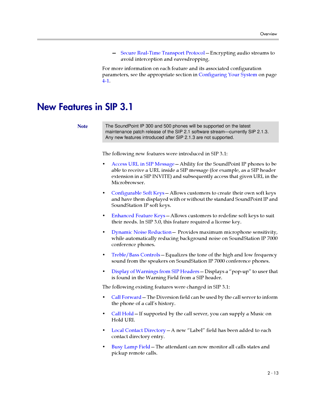 Polycom SIP 3.1 manual New Features in SIP 