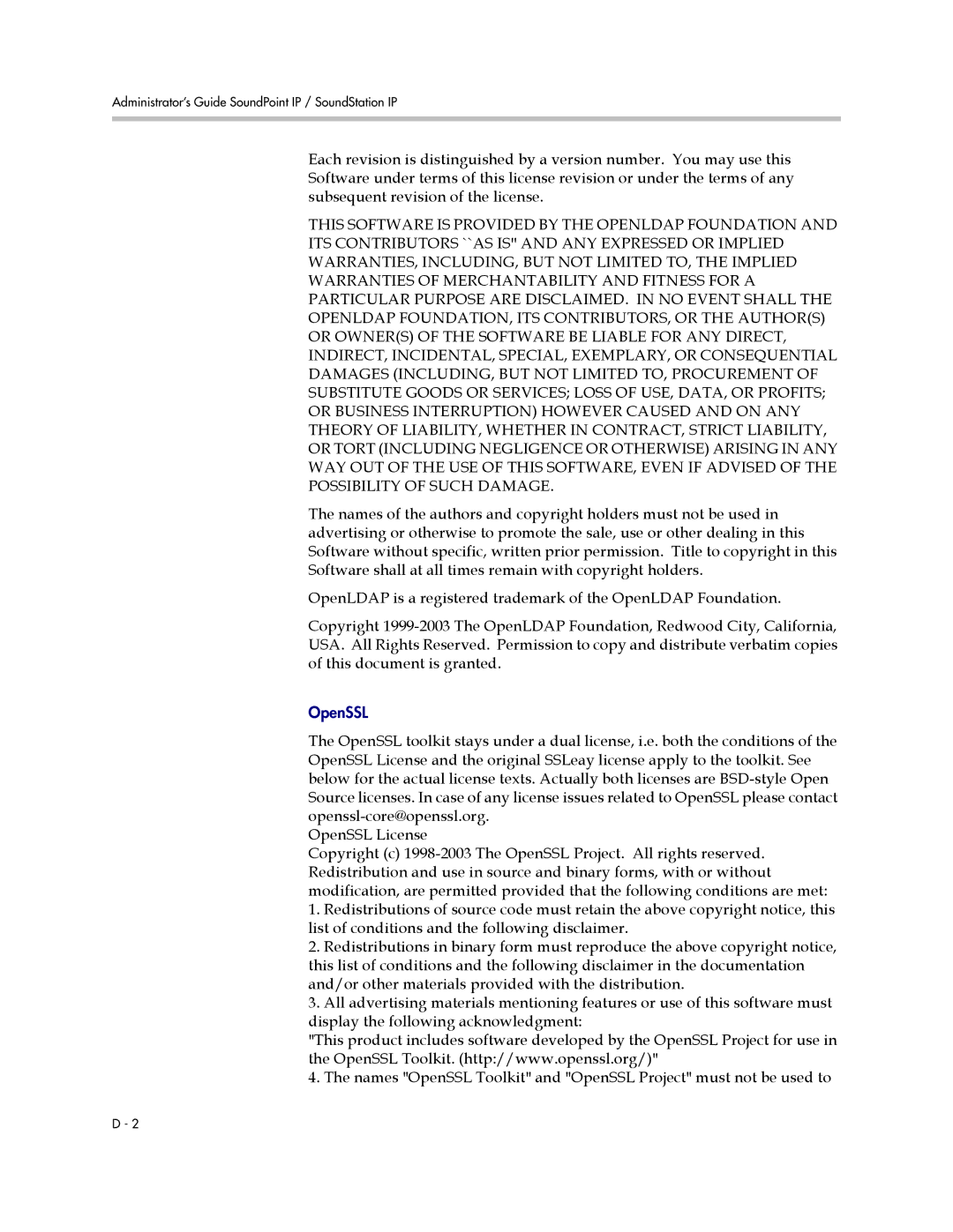 Polycom SIP 3.1 manual OpenSSL 