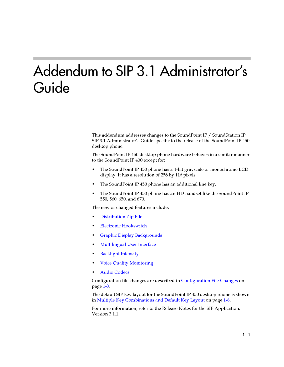 Polycom manual Addendum to SIP 3.1 Administrator’s Guide 