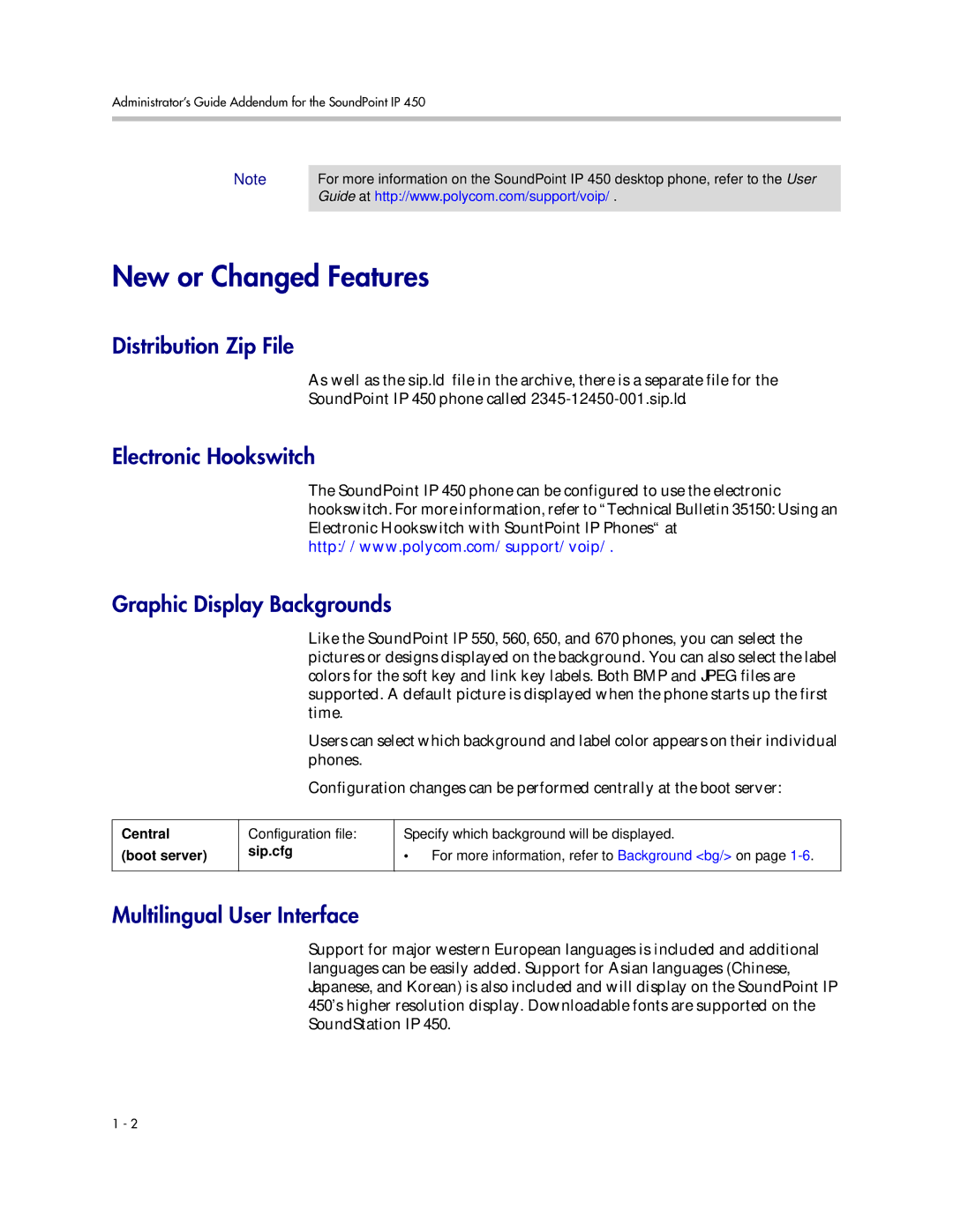 Polycom SIP 3.1 manual New or Changed Features, Distribution Zip File, Electronic Hookswitch Graphic Display Backgrounds 