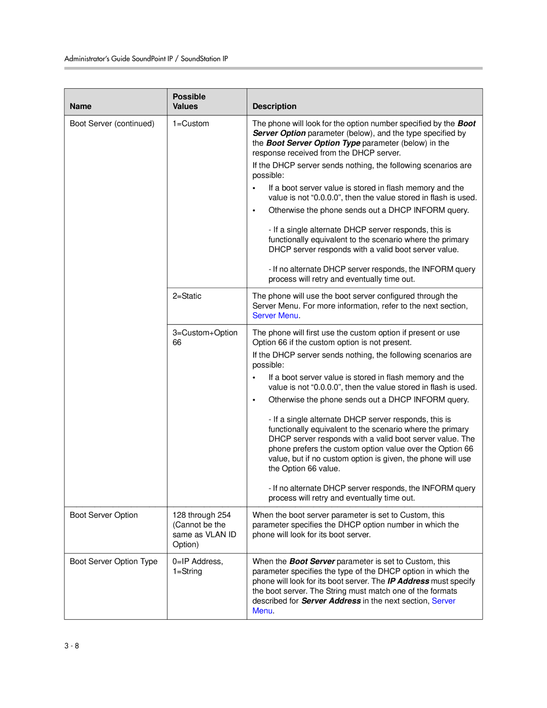 Polycom SIP 3.1 manual Server Menu 