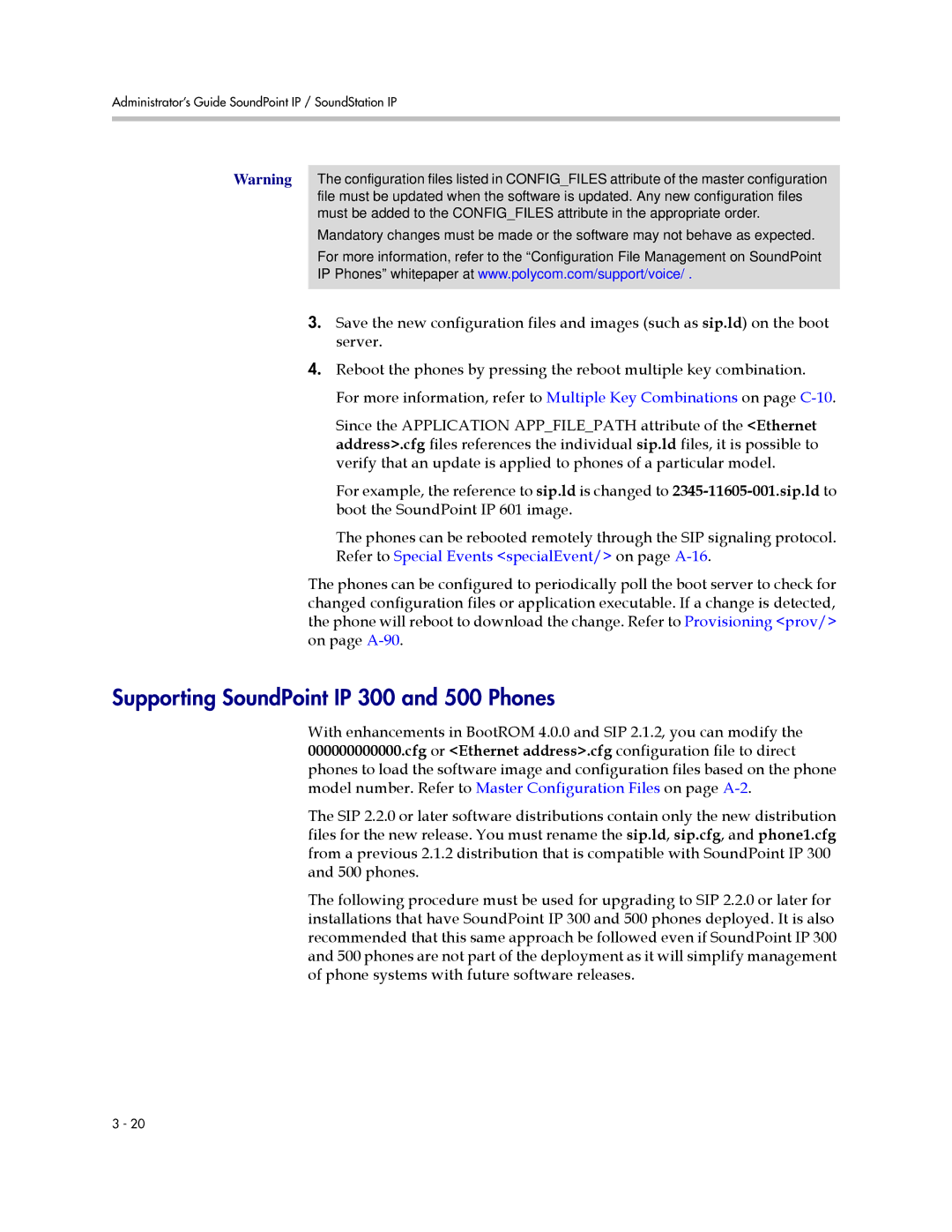 Polycom SIP 3.1 manual Supporting SoundPoint IP 300 and 500 Phones 