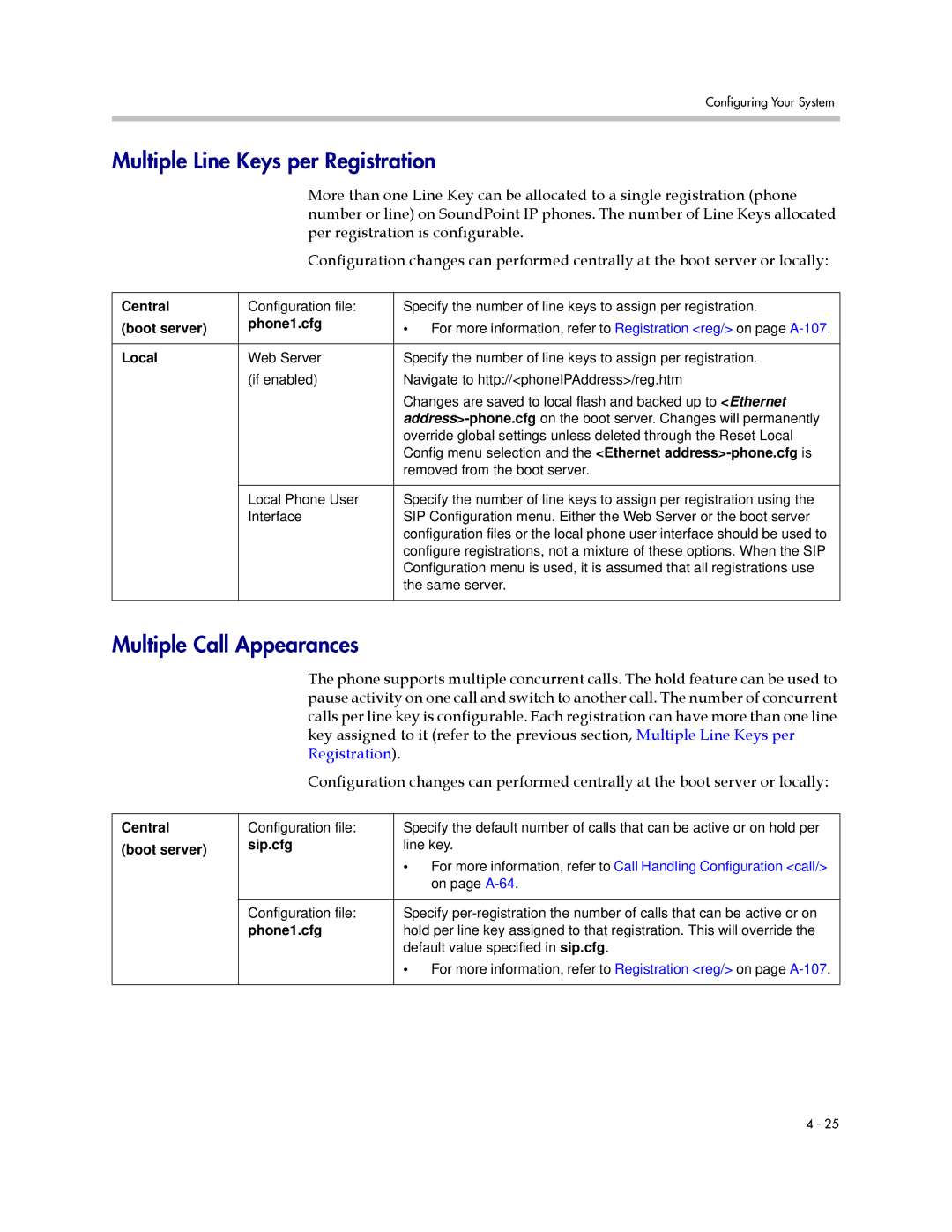 Polycom SIP 3.1 manual Multiple Line Keys per Registration, Multiple Call Appearances 