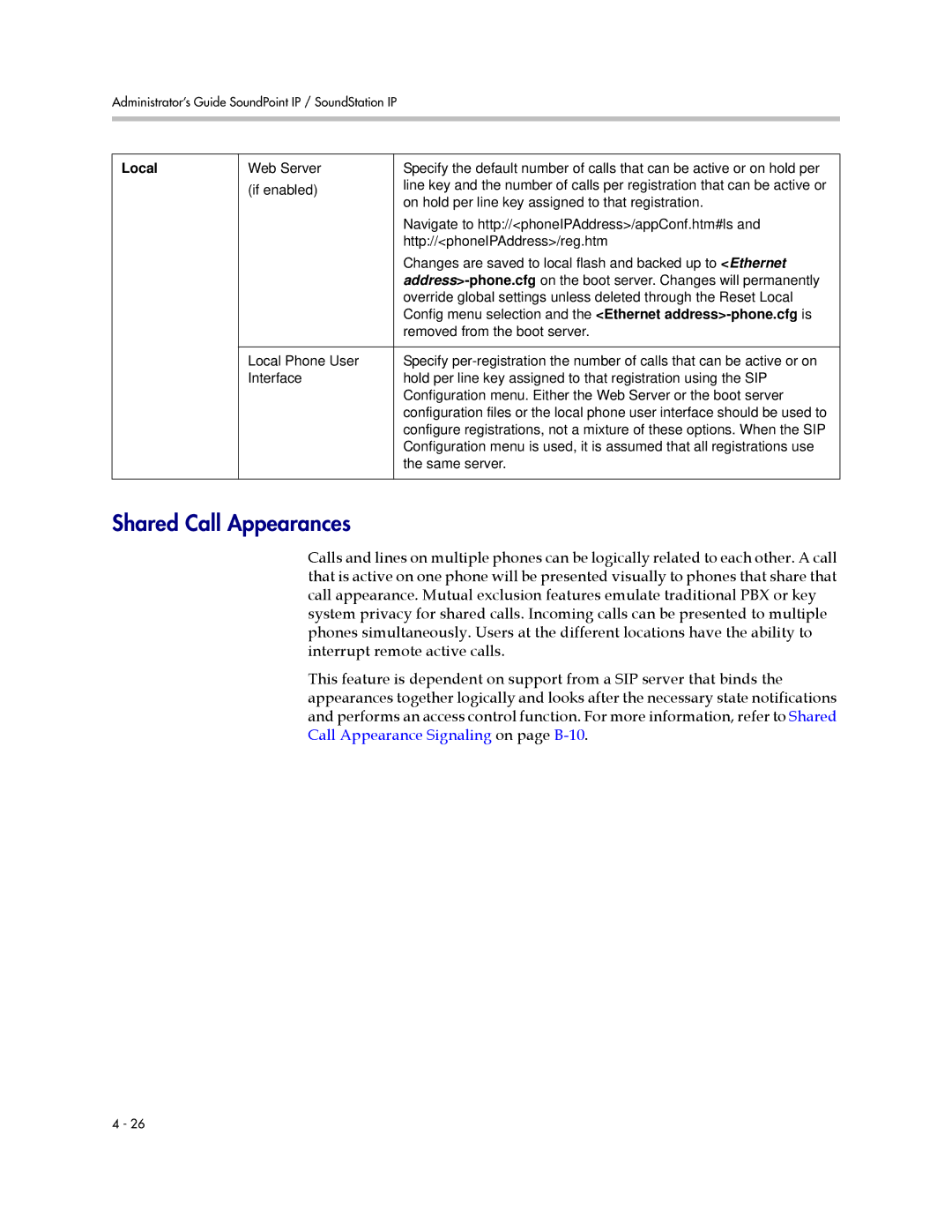 Polycom SIP 3.1 manual Shared Call Appearances 