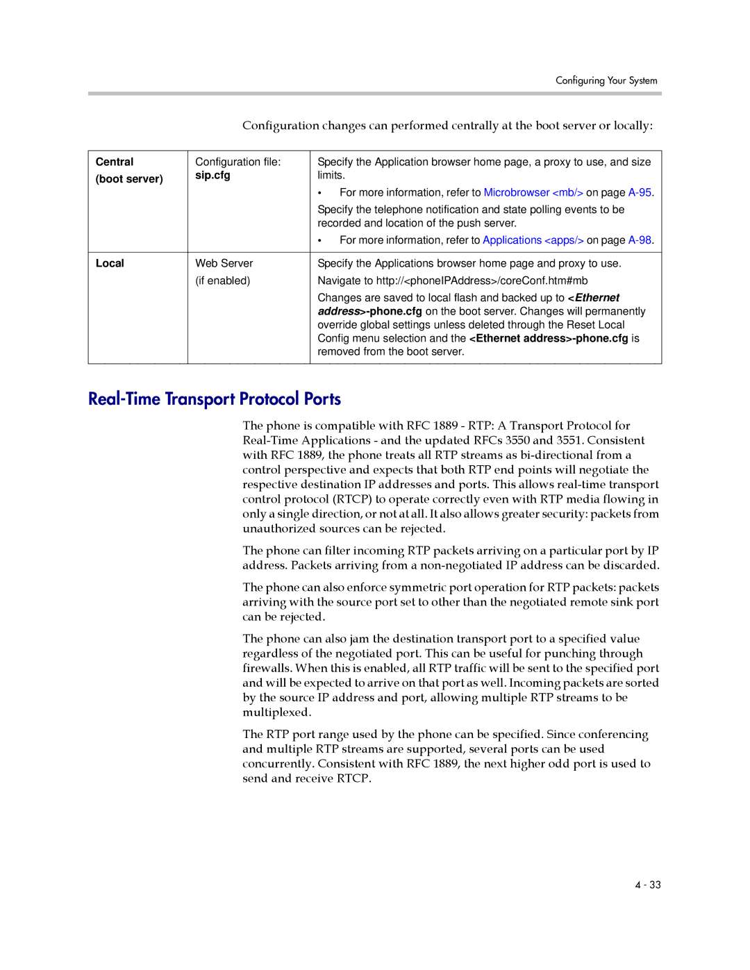 Polycom SIP 3.1 manual Real-Time Transport Protocol Ports 