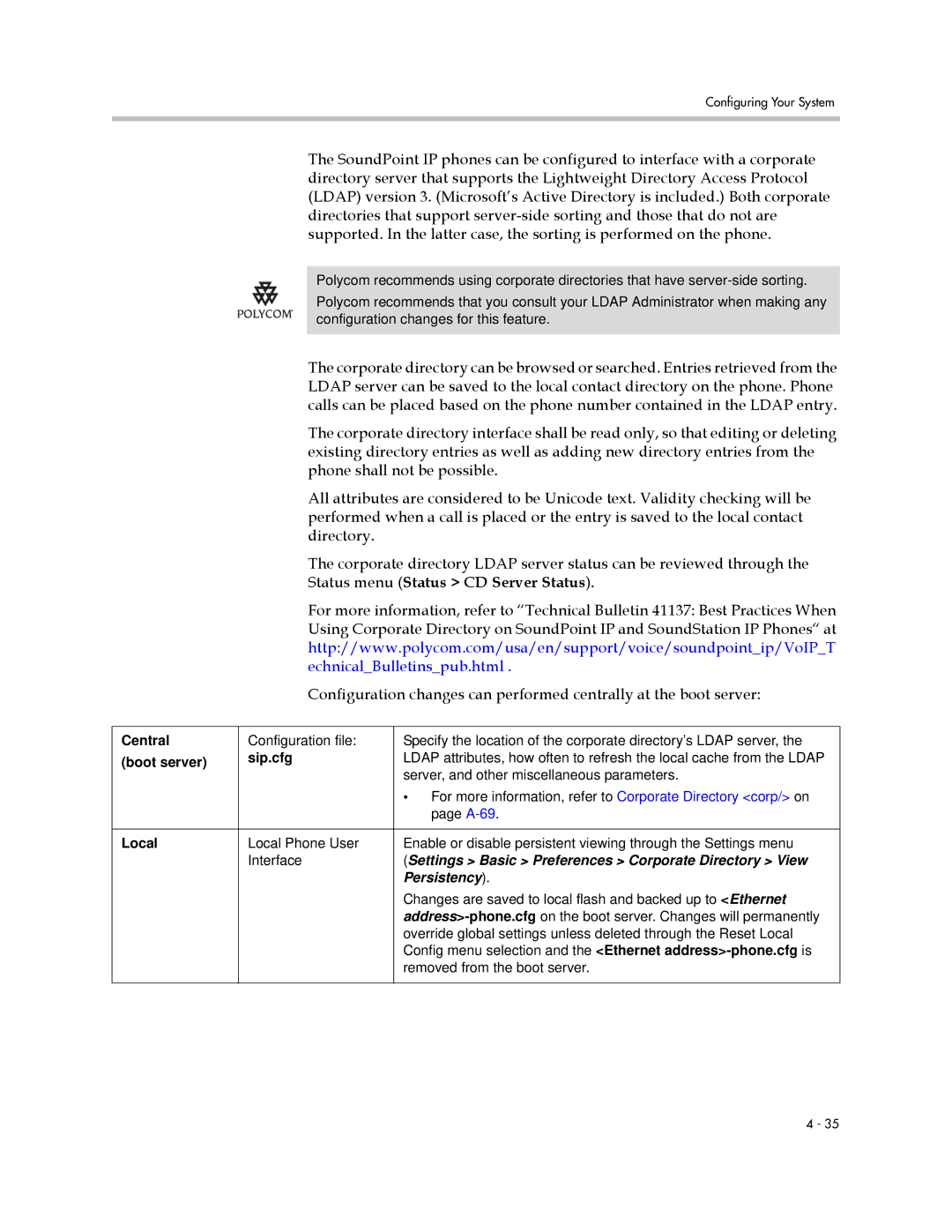 Polycom SIP 3.1 manual Settings Basic Preferences Corporate Directory View 