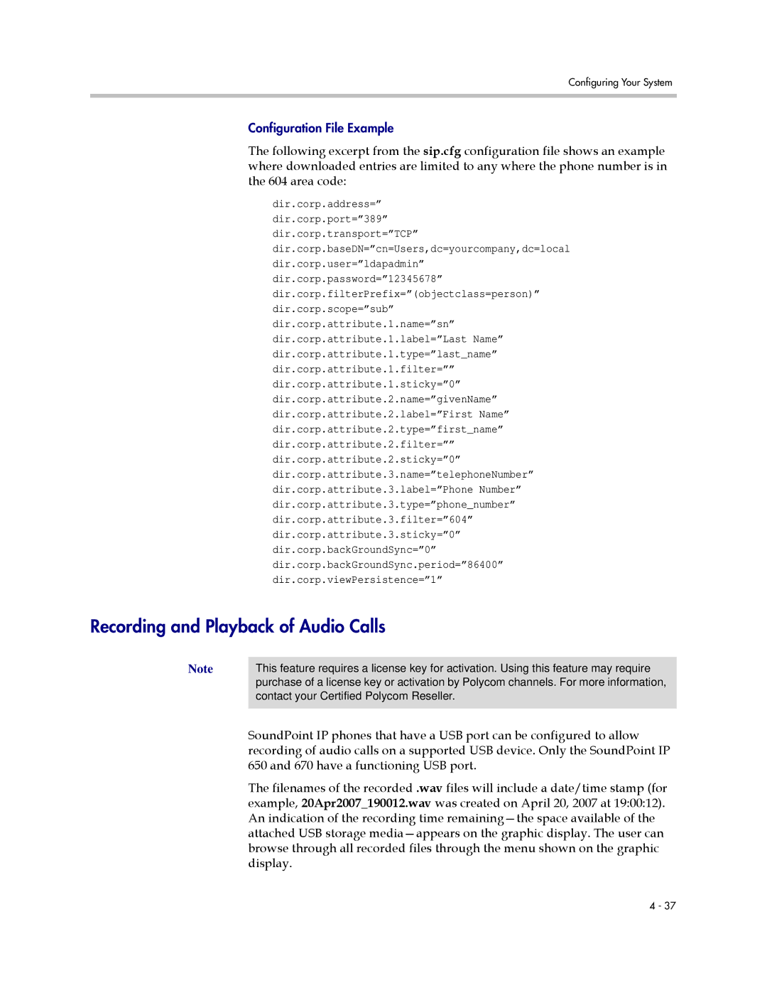 Polycom SIP 3.1 manual Recording and Playback of Audio Calls, have a functioning USB port, Display 